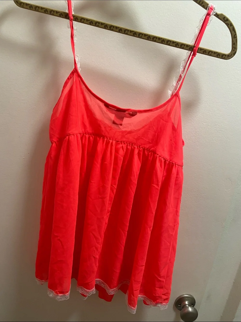 Victoria's Secret Neon Coral Lace-Trim Sleep Chemise
